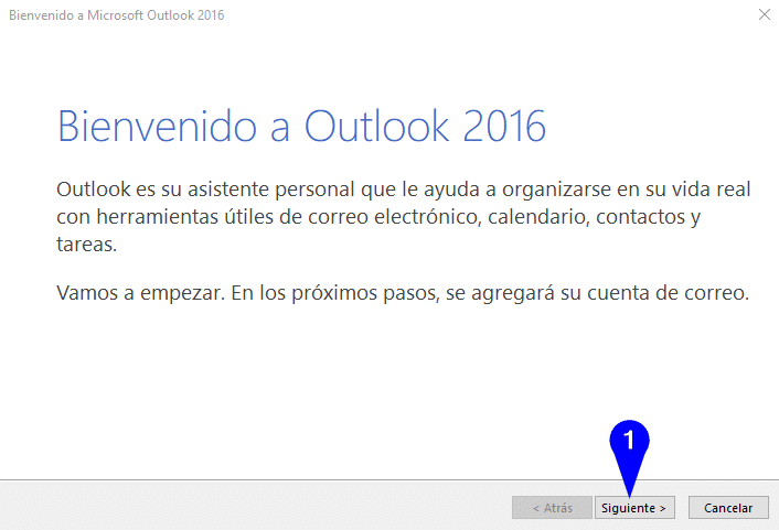 Configurar cuenta de correo en Outlook 2016