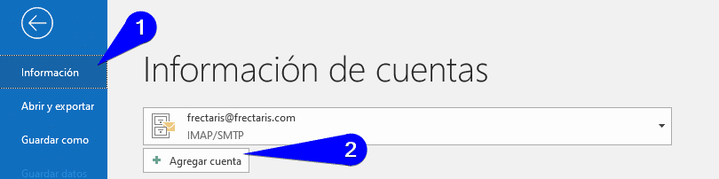 Asistente para configurar outlook 2016