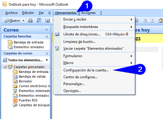 Configurar cuenta de correo en Outlook 2007