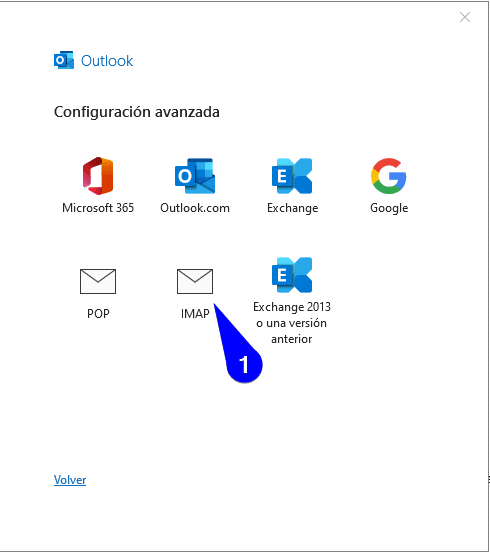 Configuración cuenta de correo en Outlook 2021