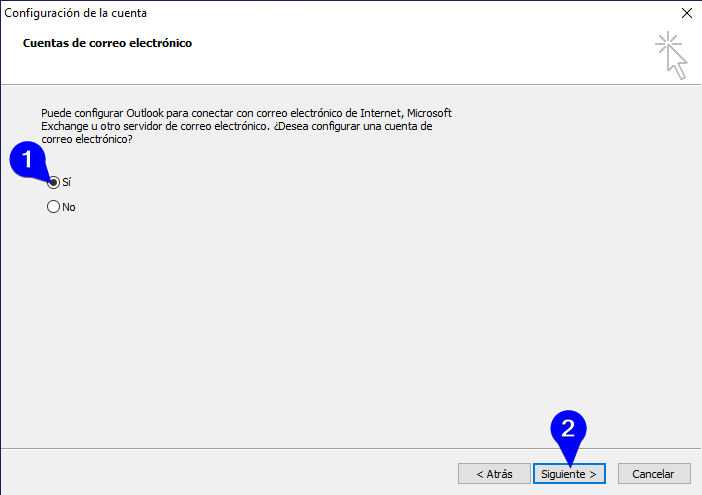 Configuración cuenta de correo en Outlook 2013